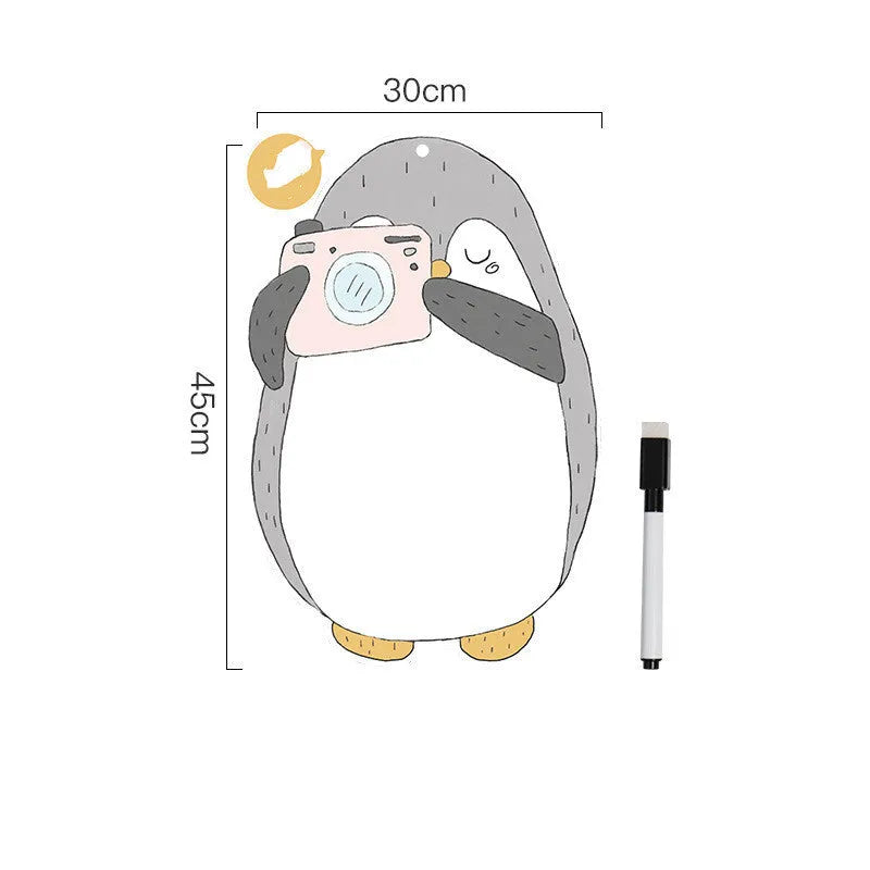 Nordic style penguin design refrigerator message board with soft magnet back, dimensions 45cm by 30cm.