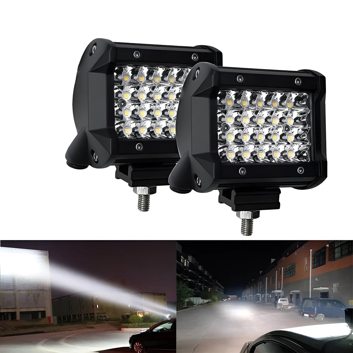 Black 4 row LED strip light with aluminium alloy case and stainless steel bracket for off-road vehicles