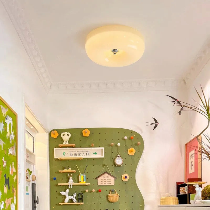American style cream colour bedroom ceiling lamp with three-colour light function