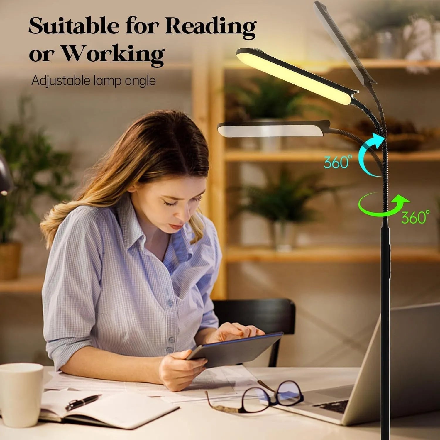 Simple modern LED floor lamp with remote control and eye protection, 18W 2700-6500K colour temperature for bedroom study