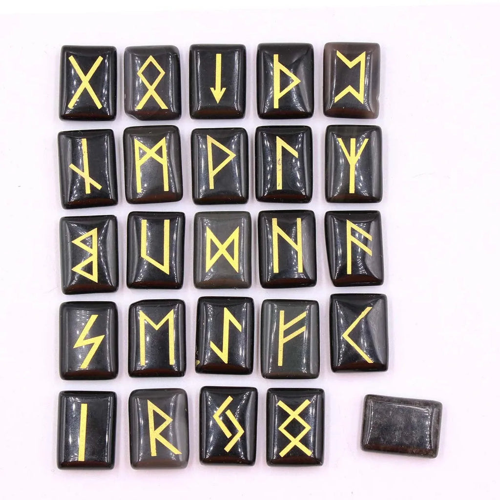 Square natural crystal ornament with THALO lettering and Luen symbol in red agate colour