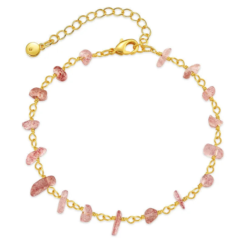 Irregular natural gravel turquoise bracelet in 18K copper geometric design with crystal embellishments