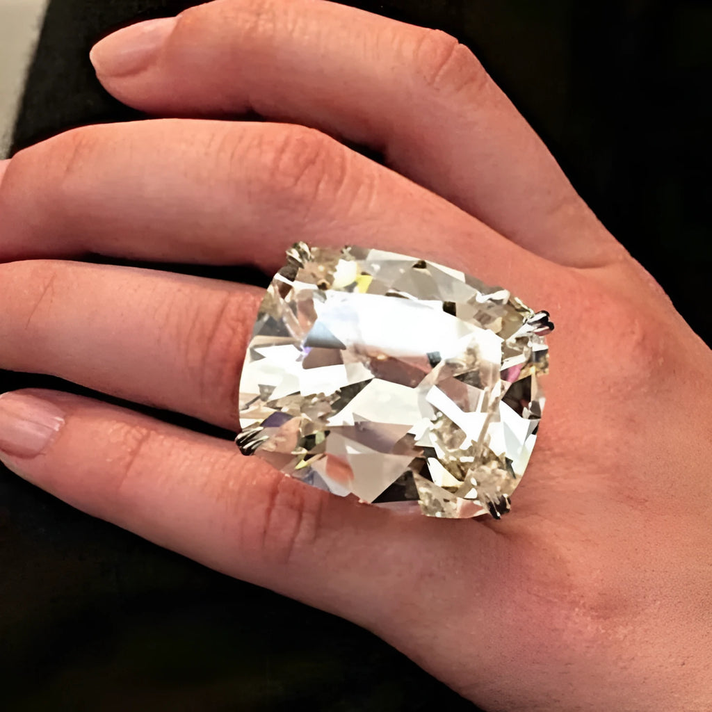 Women's white gold colour electroplated ring with square diamond inlay geometric design