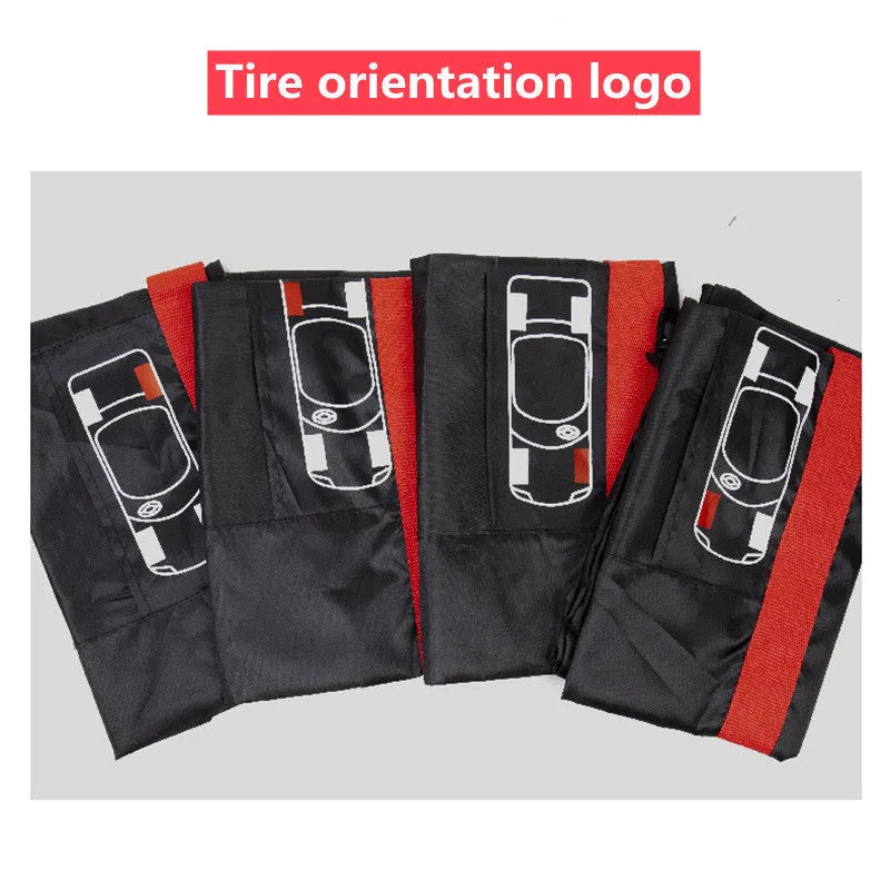 Oxford Cloth 210D car tyre protective cover set of 4 in black belt style, S size 66cm diameter