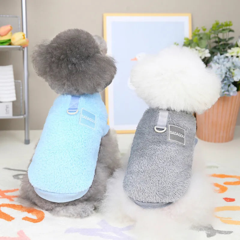 Coral fleece pet jacket for dogs and cats with five-colour pull ring detail