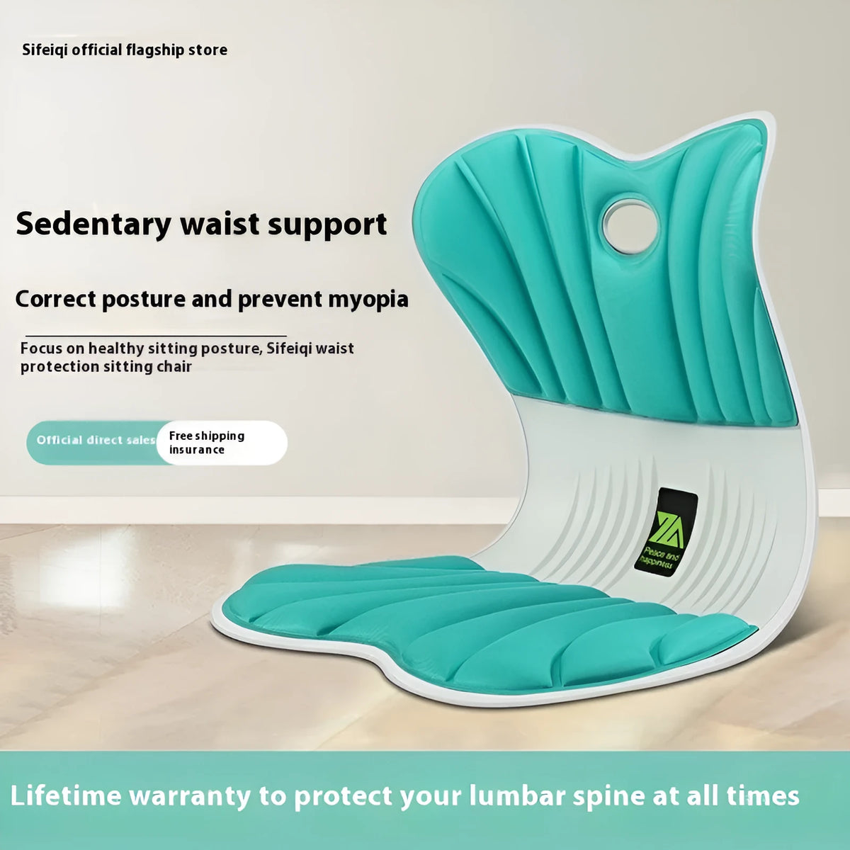 Ergonomic office seat cushion for waist support and posture correction in grey colour