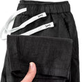 Pure linen Chinese style elastic waist trousers in straight leg cut available in multiple colours