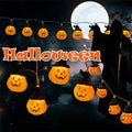 Halloween LED string lights with pumpkin design, 1.5 metre length, battery operated