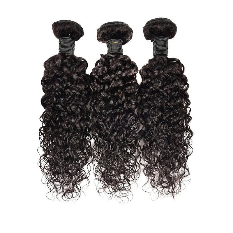 Real human hair extension water wave 9A natural colour wig for ladies