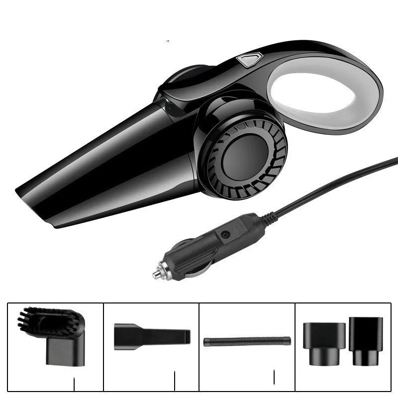 Portable handheld car vacuum cleaner cordless wet dry rechargeable in black with USB charging cable