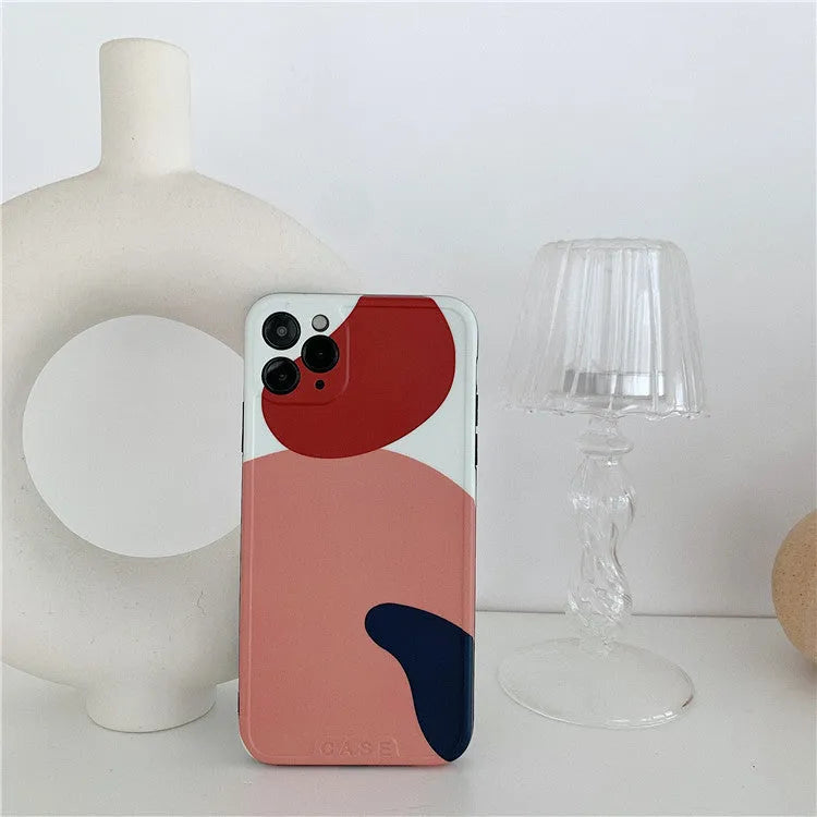 Graffiti mobile phone case in silica gel with Japanese Korean style design and colour matching frame, back cover for iPhone models