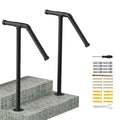 Black metal ladder support for American minimalist household staircase