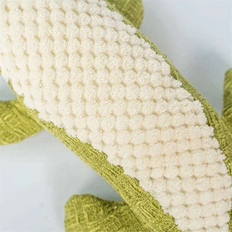 Blue corn grid texture pet plush toy for cats and dogs with biting sound feature.
