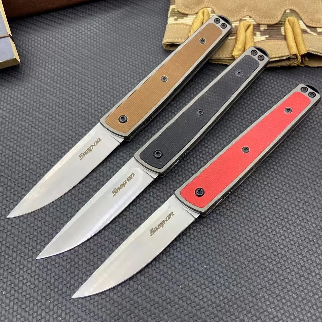 Handmade folding fruit knife with stainless steel blade in black, brown, or red colour options