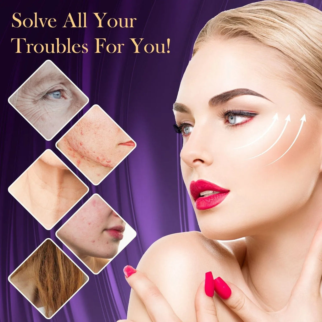Purple high-frequency electrotherapy beauty instrument with six accessory heads for commercial facial treatments