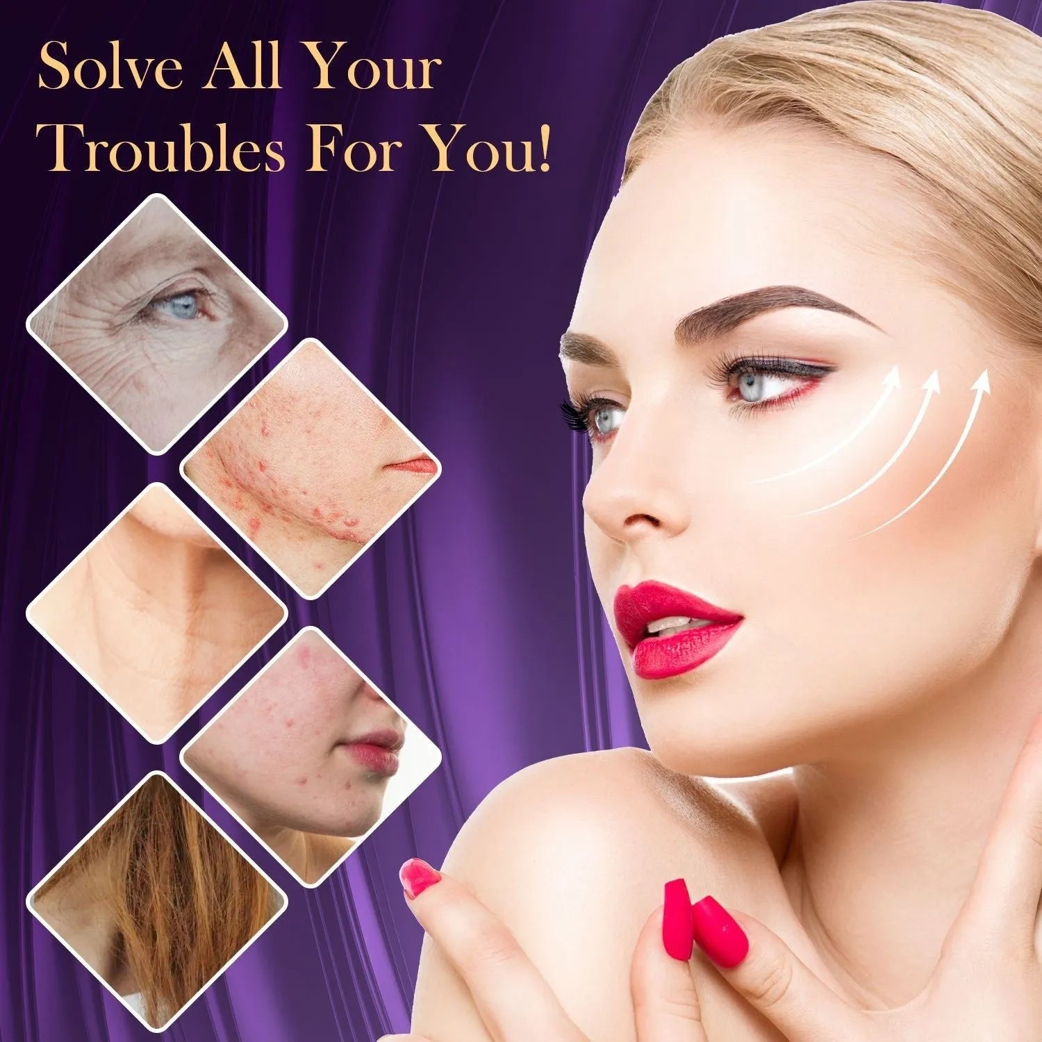 Purple high-frequency electrotherapy beauty instrument with six accessory heads for commercial facial treatments