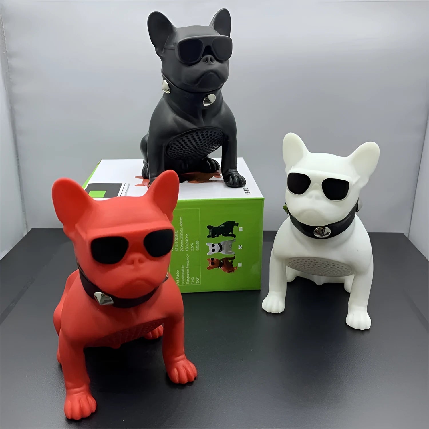 Mini Full Body Bulldog Bluetooth Speaker in black, red or white colour options