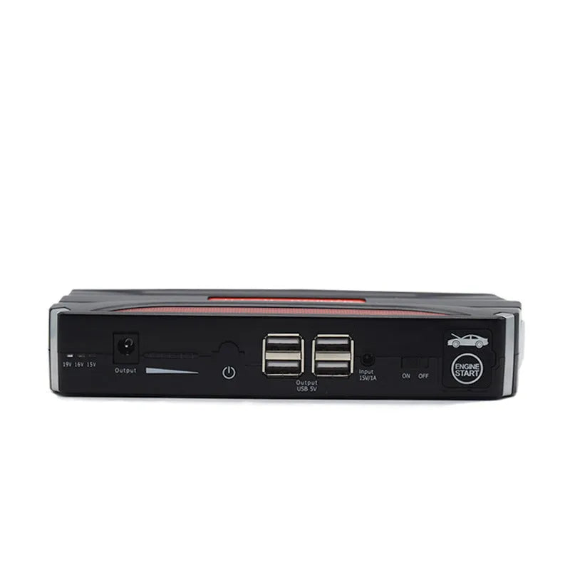 Black-red 12V vehicle emergency starting power supply with 7800mAh battery capacity