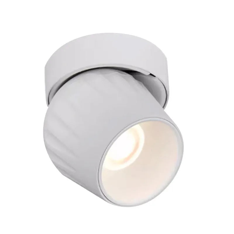 Surface mounted adjustable angle LED ceiling spotlight with black finish and aluminium body for home living room