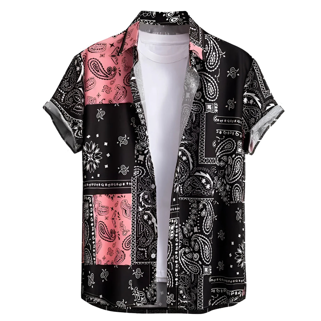 Men's slim fit Hawaiian shirt with elastic fabric in multiple colour patterns