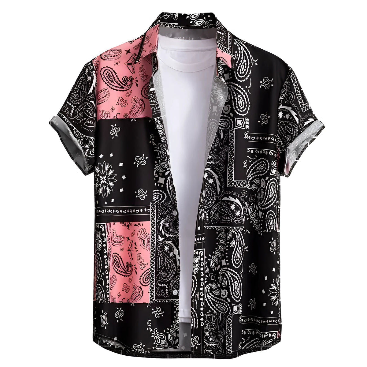 Men's slim fit Hawaiian shirt with elastic fabric in multiple colour patterns