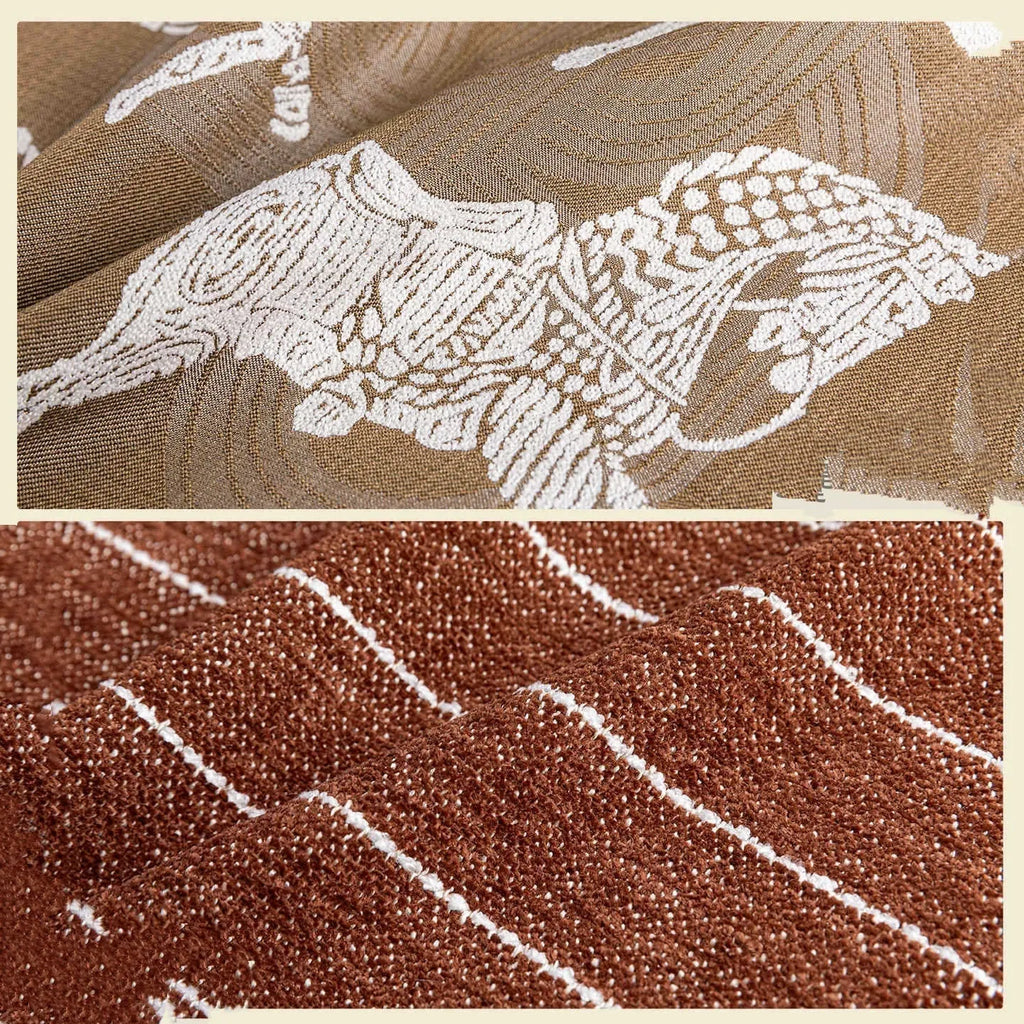 Chinese style 45cm square cushion with geometric Maillard pattern in brown tones