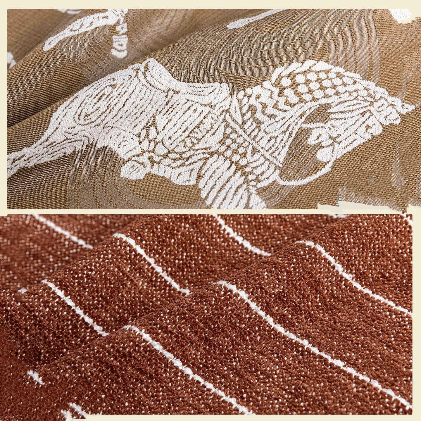 Chinese style 45cm square cushion with geometric Maillard pattern in brown tones