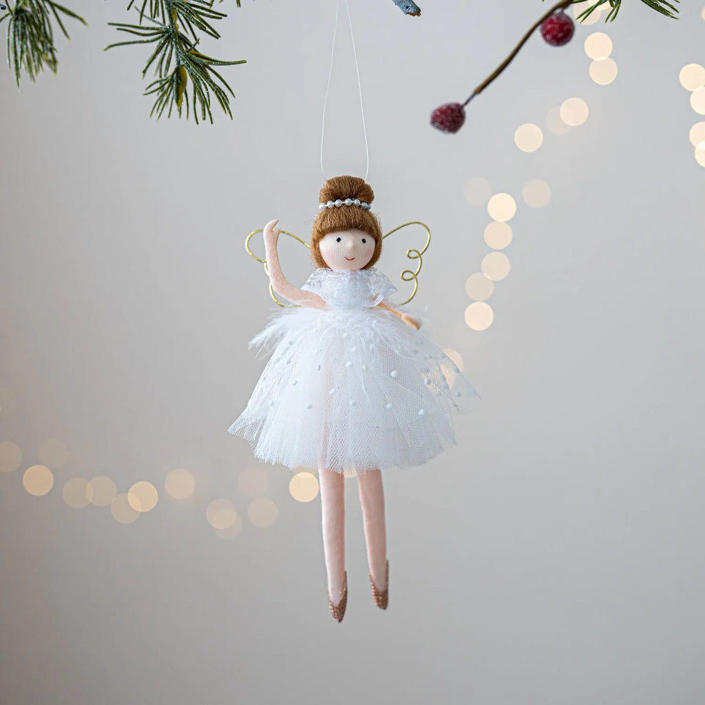 Pink and white cloth ballet girl angel doll plush toy pendant