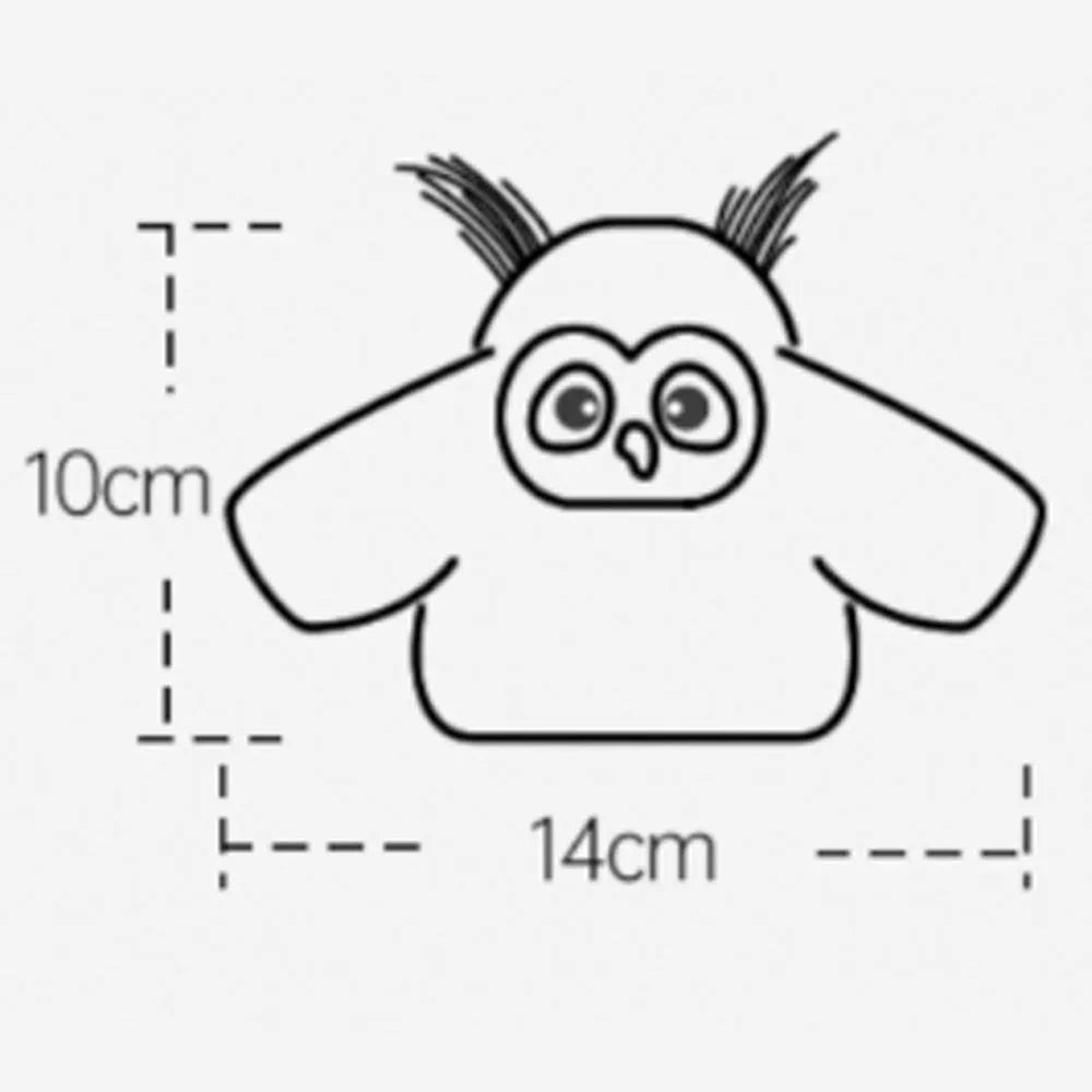 Grey automatic chirping owl cat toy with beating wings, 10x14cm with catnip