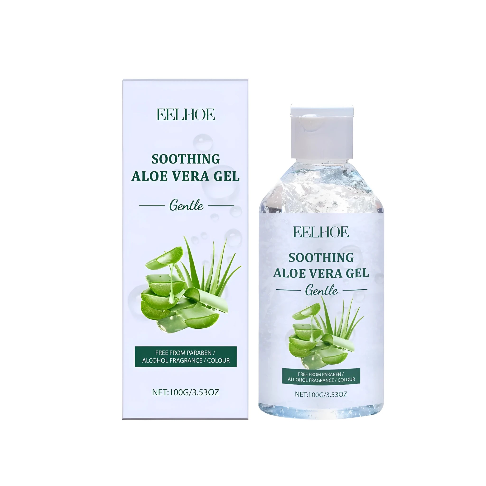 100g bottle of clear aloe vera gel with glycerin and sodium hyaluronate