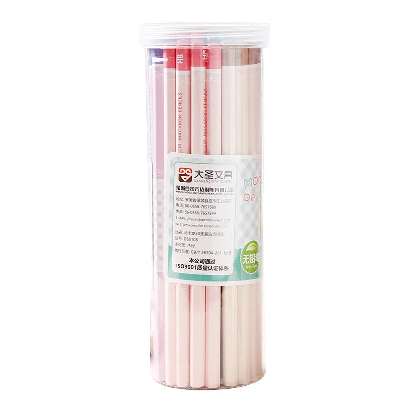 Basswood six-angle thermal transfer pencils with HB refills in 50-piece professional pack