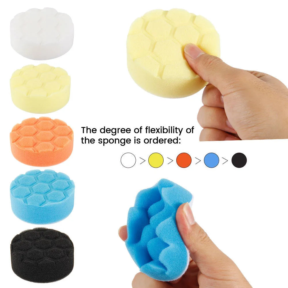 35-piece car polishing disc set with 80mm sponge pads and back fleece layer for 3-inch backing plate