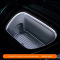 Tesla Model 3 Y front backup box ambience interior light kit with soft silicone bar in ice blue, pure white, and warm white