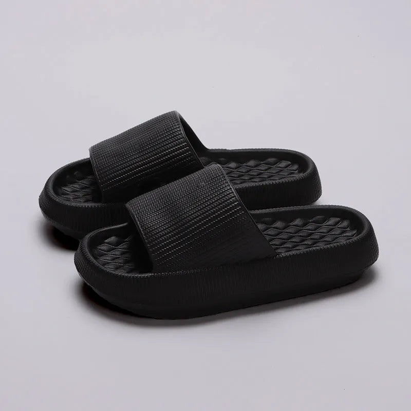 Summer EVA slippers solid colour rhombus stripe anti-slip new women's home shoes