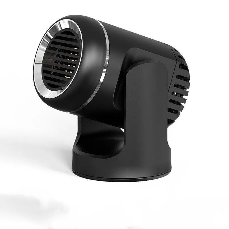 Black and white 12V car heater defroster with 1.5m power cord for vehicle windscreen clearing
