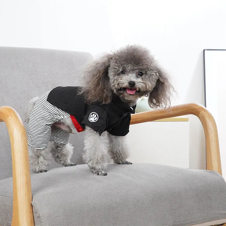 Lightweight cotton dog clothes in skirt and four-legged pants designs for seasonal pet wear