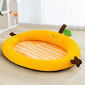 Fruit-shaped pet cooling mat with backrest in green or yellow colour options