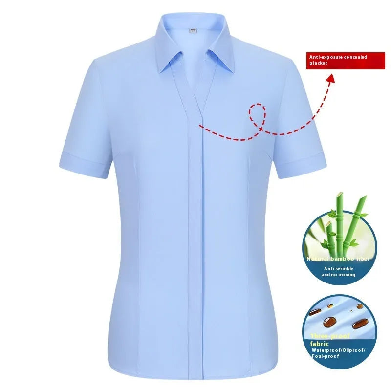 Men's slim fit bamboo fibre business shirt in a solid colour with square collar, shown in waterproof and stain resistant fabric.