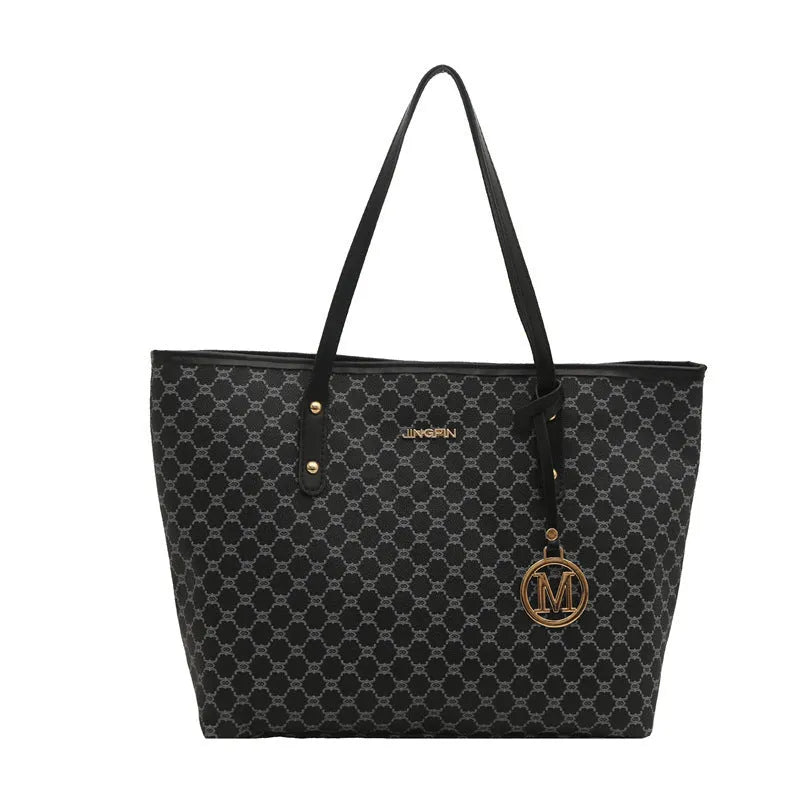 Black PU street style shoulder bag with visible stitching, shown next to grey, white, and brown colour options.