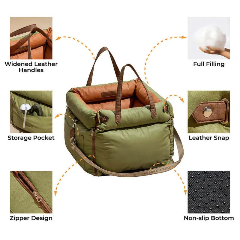 Green waterproof pet nest bed for dogs with a removable cover, shown in M size 55x50x45cm.