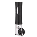 Black automatic electric wine bottle opener with foil cutter on a kitchen counter