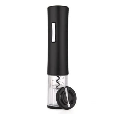 Black automatic electric wine bottle opener with foil cutter on a kitchen counter