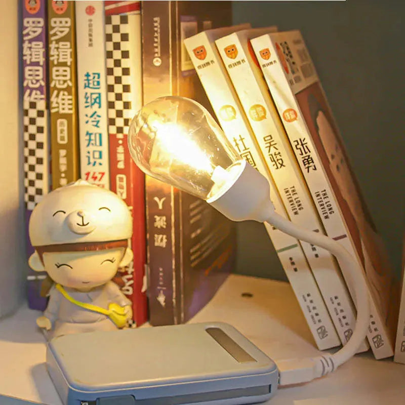 USB rechargeable folding night light with S14 tungsten filament LED bulb