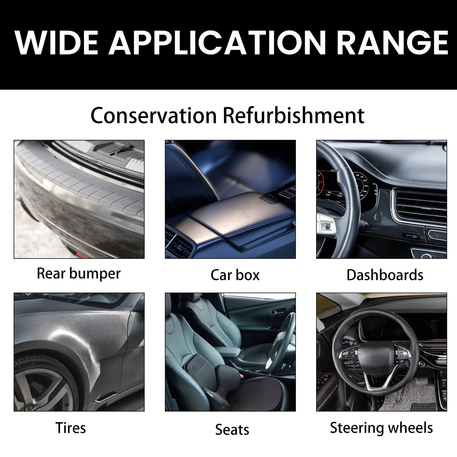 Car plastic renovation spray 120ml bottle with resin and Nano silica formula for trim restoration