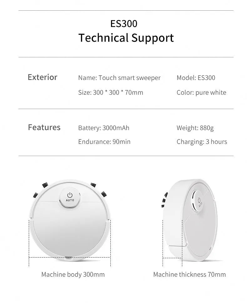Circular automatic sweeping robot with one-touch button on a hard floor
