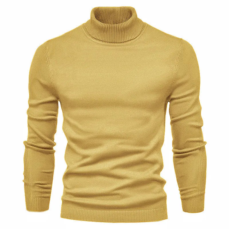 Men's slim fit turtleneck pullover sweater in viscose, long sleeve casual top, sizes S to XXL