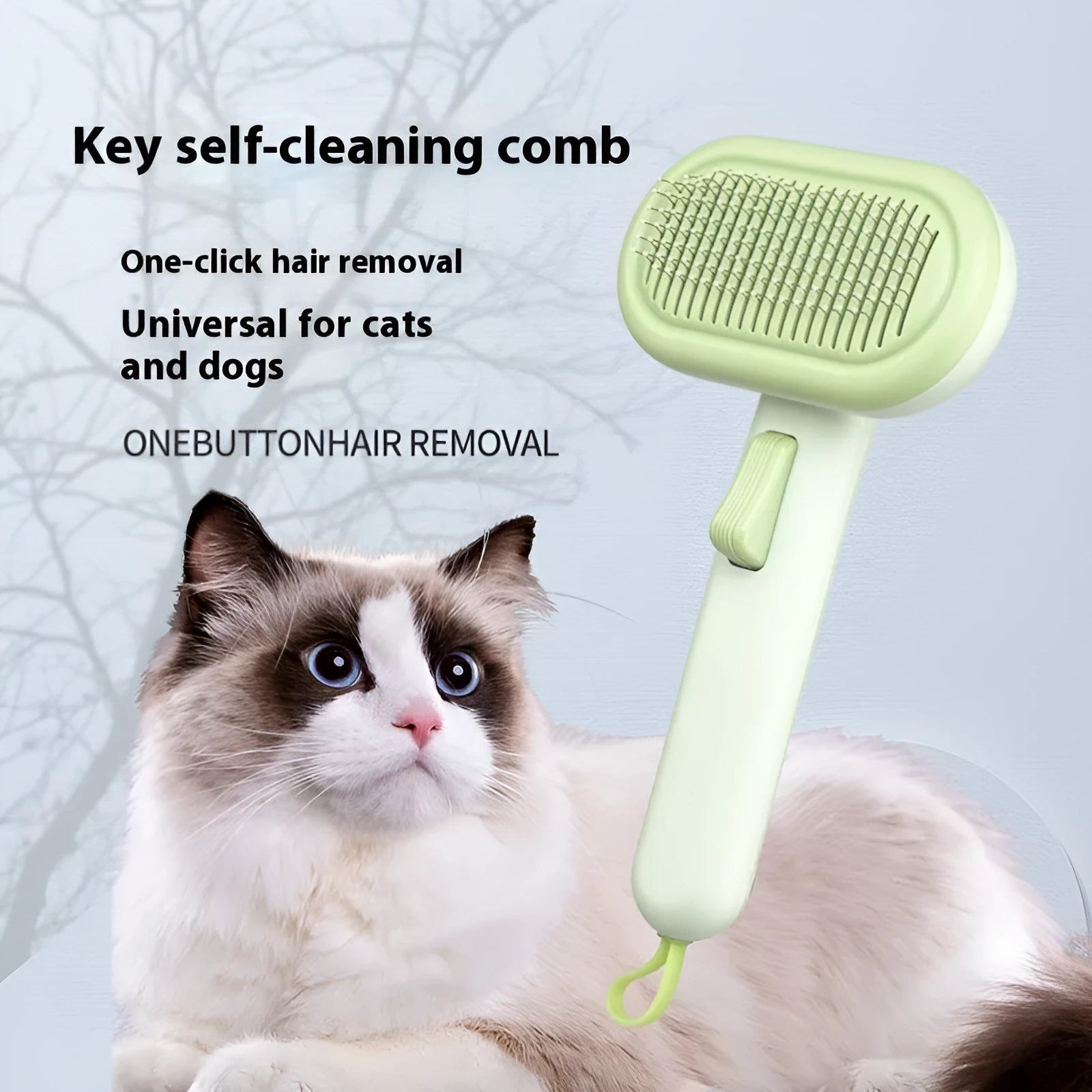 Large pet grooming comb with lady shaver and stainless steel teeth in light grey, green and pink colours