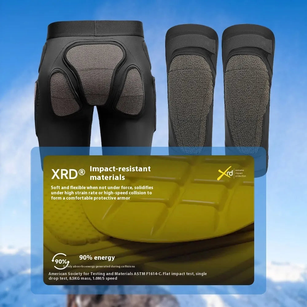 X-ray diffraction skiing protective hip and knee pads in sizes S M L XL for winter and action sports