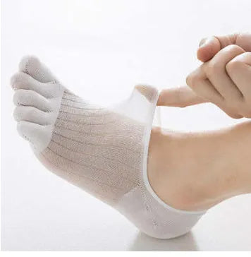 Modal five-finger ultra-thin boat socks in black, dark grey, khaki, light grey and white colours