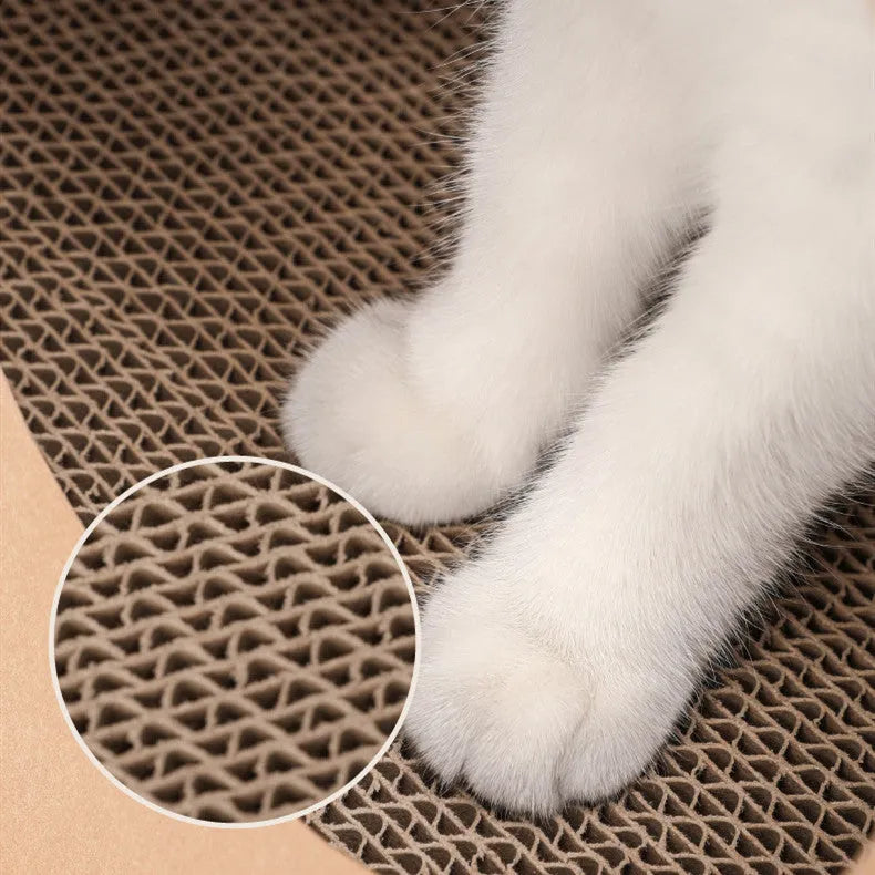 Brown kraft paper cat nest with integrated corrugated paper scratch board, measuring 40x30x53cm